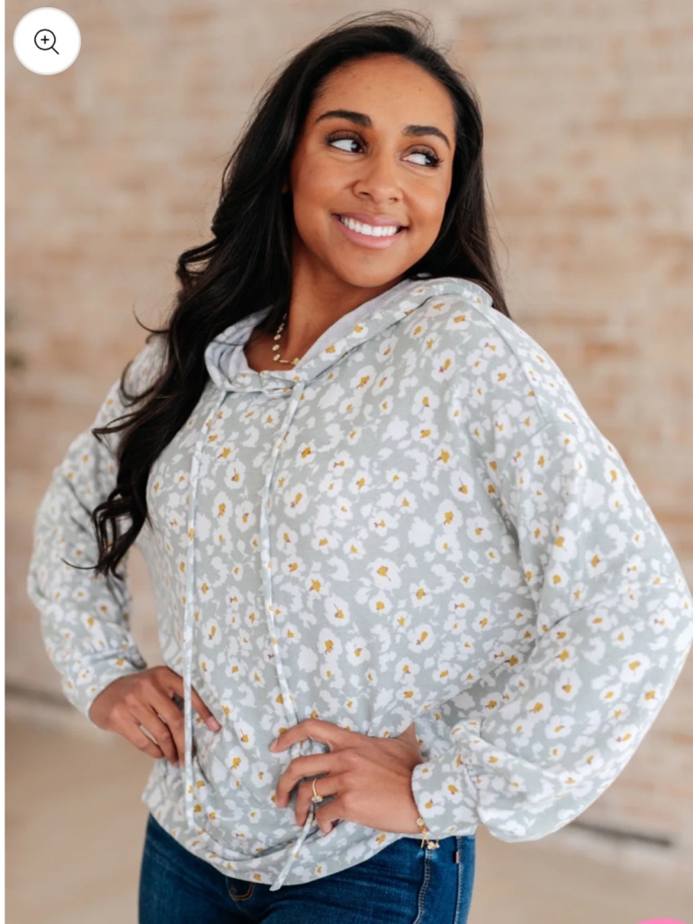 Dear Scarlett Lavender Daisy Floral Hoodie with Drawstring NWT
